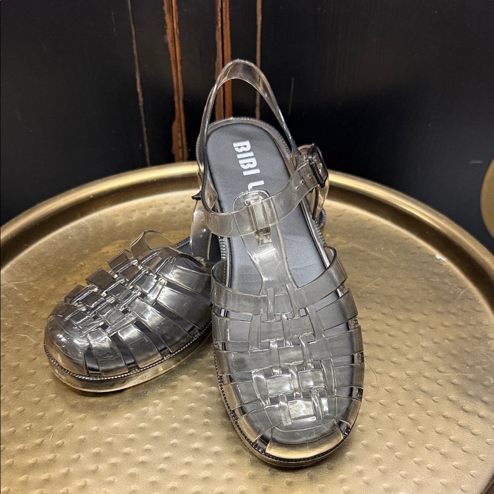 Anthropologie Bibi Lou Jelly Woven Slingback Sandals